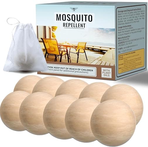 Mosquito Repellent for Patio, Mosquito Repellent 10 Balls, Plant-Based Mosquito Deterrent for Indoor & Outdoor Spaces, Patio/Yard/Camping/Travel Family & Pet Safe - Image 1