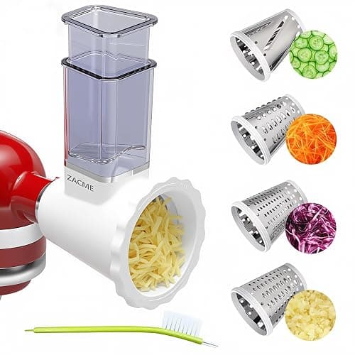 Updated Shredder Cheese Grater Attachment for KitchenAid Stand Mixers, Salad Machine with Vegetable Slicer, Salad Maker, Food Slicers Slicer Shredder Attachment with 4 Blades Dishwasher Safe - Image 1