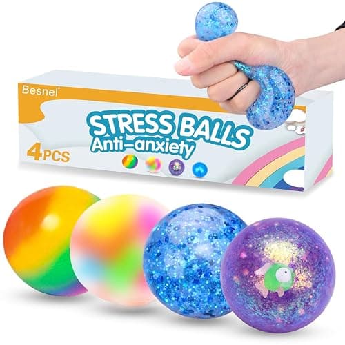 Stress Balls Set, Squishy Stress Ball, 4 Pack Squeeze Ball for Adults, Squeeze Ball for Adults Stress Relieve, Stress Relieve, Increase Entertainment - Image 1