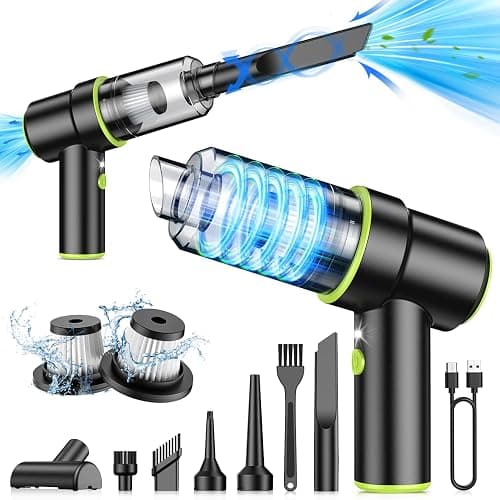 CODN Handheld Car Vacuum Portable Cordless 12000PA, 2 in 1 Handheld Vacuum Cleaner and Air Duster with Multi-Nozzles and LED Light, Mini Hand Held Vacuum Rechargeable for Home, Car, Office, Pet Hair - Image 1