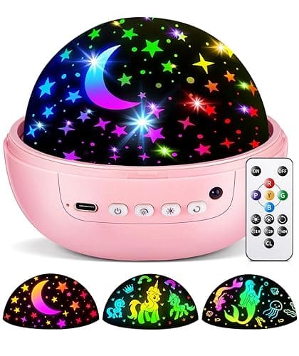 COOLNIGHT Unicorn Night Light Star Projector for Kids, 3 Films+93 Colors Kids Projector Night Light, 360° Rotating Stay All Night, Remote+Dimmable+Timer, Sleep Soother, Gift for Child or Grandchild - Image 1