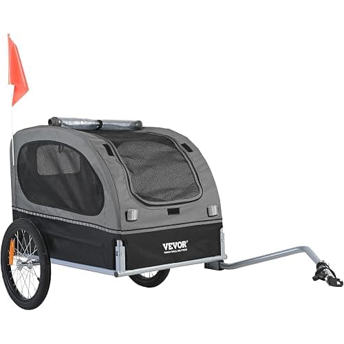 VEVOR Remorque vélo pour Chien, Charge, Porte Animaux de Compagnie de vélos, Cadre Pliable Facile avec Roue à dégagement Rapide, coupleur de vélo Universel, réflecteur, Drapeau, Laisse Interne - Image 1
