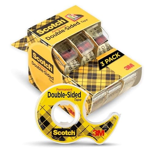 Scotch Permanent Double Sided Tape, Card Making and Holiday Scrapbooking Supplies, Alternative to Gift Wrap Tape for Wrapping Presents, 0.5 in. x 250 in., 3 Rolls with Dispensers - Image 1
