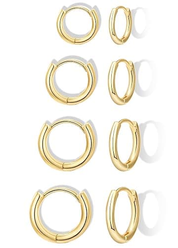 Gokeey Small Gold Huggie Hoop Earrings Set for Women 14K Gold Plated Hypoallergenic Lightweight Earrings for Sensitive Ears Everyday Earrings Sets for Multiple Piercing Cartilage Hoop Earrings Stack Jewelry - Image 1