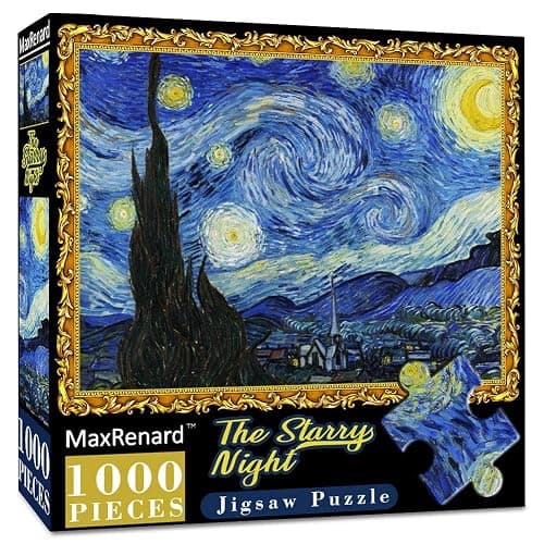 MaxRenard Game 1000 Pieces Jigsaw Puzzle For Adult Fine Art Collection Toy -The Starry Night- Homewall Decoration Christmas Gifts Happy New Year - Image 1