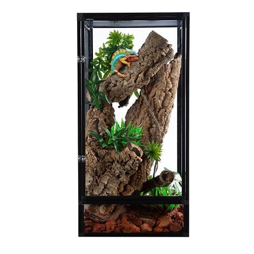 REPTI ZOO 18" x 18" x 36" Front Opening Chameleon Cage with 3-Sided Metal Mesh, 50 Gallon Screen Vertical Terrarium with Background Sticker, Tall Enclosure for Chameleon, Tree Frog, Arboreal Reptiles - Image 1
