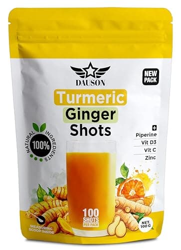 Ginger Turmeric Supplements with Piperine, Vitamin C, Vitamin D3 & Zinc | 100 Servings of Turmeric Ginger Shots for Joint, Heart, Brain, Gut & Skin Health | Ayurved | Powder (Shot 3) - Image 1