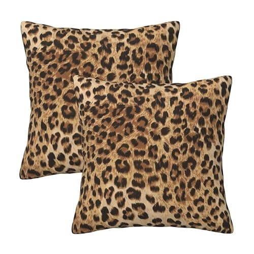 Leopard Print Pillow Covers 18x18 in Couch Cheetah Print Pillow Case Sets of 2 Modern Decorative Square Throw Pillows for Home Living Room Bedroom Bed Cushion Outdoor - Image 1