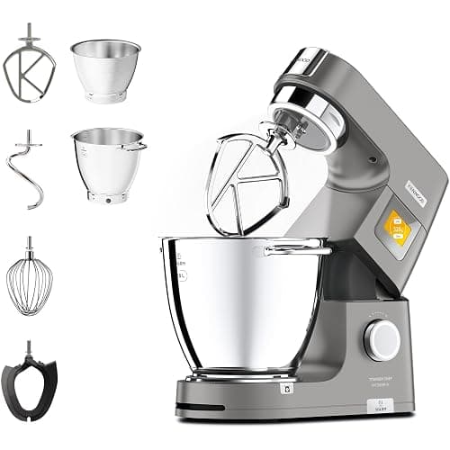 Kenwood Titanium Chef Patissier XL Stand Mixer for Baking- Powerful Food Mixer, With K-Beater, Dough Hook, Whisk, and 2 Bowls 5L and 7L, KWL90.004SI, 1400W, Silver - Image 1