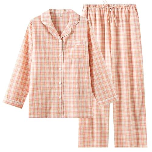STMAHER Women's 2 Piece Cotton Pajama Sets Long Sleeve Sleepwear Button Down Soft Lightweight Pj Pants Set With Pockets - Image 1