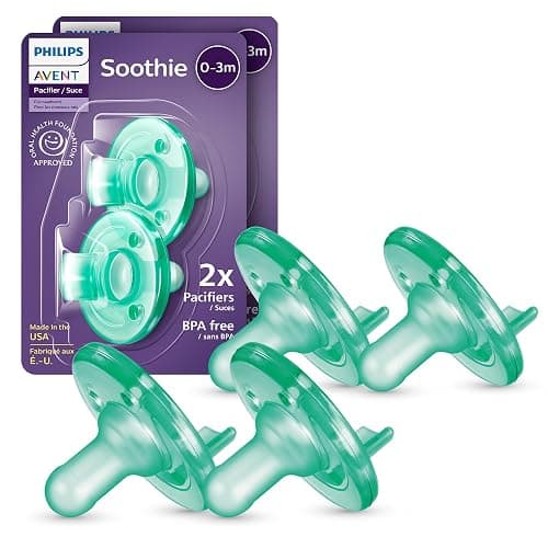 Philips Avent Soothie Baby Pacifiers - 100% Silicone Pacifiers for Babies 0-3 Months, One-Piece Design, BPA-Free, Extra Durable, Green, 4 Pack, Model SCF190/41 - Image 1