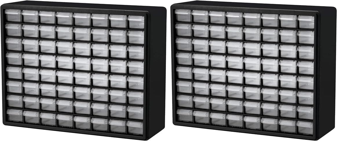 Akro-Mils 64-Drawer Plastic Storage Cabinet, 20-Inch W x 6-Inch D x 16-Inch H | Black | Model 10164 | Garage Organization - Image 1