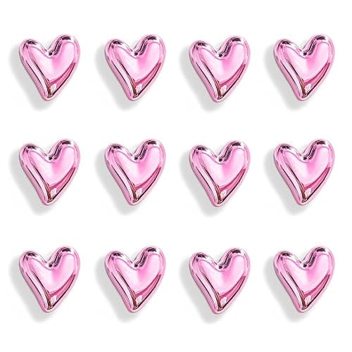 Janvelle 12PCS Refrigerator Magnets Pink Magnets for Fridge 0.83in Small Love Heart Cute Decorative Magnet Set for Home Kitchen Office Whiteboard Decor - Image 1
