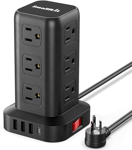 Extension Cord with Multiple Outlets, Surge Protector Power Strip Tower, 12 AC 4 USB,Surge Protector Tower 6.5FT Overload Protection for Home Office - 6.5 FT - Fast Charge 3A - Image 1