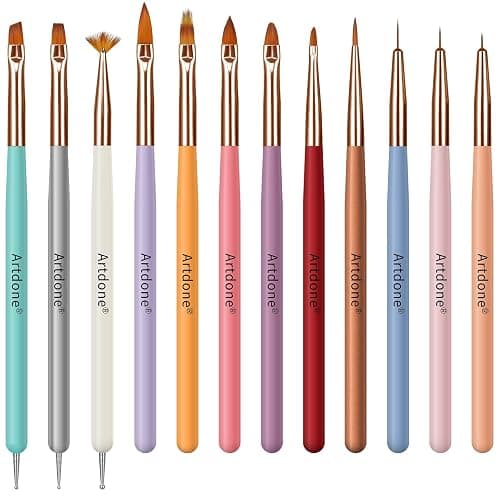 Artdone Nail Dotting Tools Double-ended Nail Art Brushes Kit Nail Art Gel Polish Liner Brushes Design Pen For Nail Drawing And Nail Paint Brushes Small Detail Brushes - Image 1