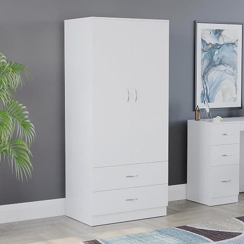 Vida Designs Riano Wardrobe, With Shelf & Hanging Rail Bedroom Storage Furniture (White, 2 Door & 2 Drawer) - Image 1