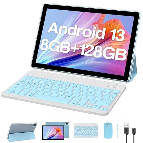 ZZB Tablet with Keyboard 10 inch Tablets Android 13 Tableta 2 in 1 Tablet 8GB+128GB/1TB Expansion Game Tab Included Case Wireless Mouse Stylus 10.1" Tablets PC Dual Camera 5G-WiFi WiFi6 Bluetooth - Image 1