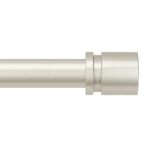 Byondeth Curtain Rods for Windows 16 to 144 Inches Adjustable Length 1 Inch Diameter Window Curtain Rod with Aluminium End Cap, Brushed Nickel - Image 1