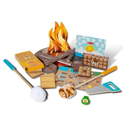 Melissa & Doug Let's Explore Campfire S’mores Set with Toy food & Kids Play Kitchen Accessories, Preschool Learning Toys for Girls & Boys 3+ - Image 1