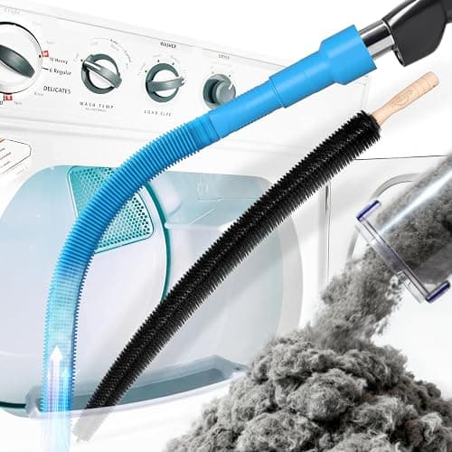 Holikme 2 Pieces Dryer Vent Cleaner Kit, Dryer Lint Vacuum Attachment and Flexible Dryer Lint Brush, Dryer Vent Vacuum Hose Attachment,Blue - Image 1
