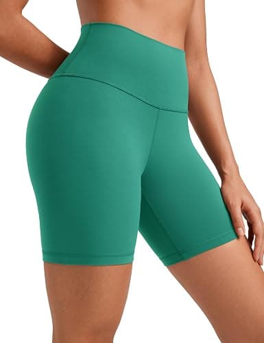 CRZ YOGA Womens ButterLuxe Biker Shorts 6 Inches - High Waisted Workout Running Volleyball Spandex Yoga - XX-Small - Cascadia Green - Image 1