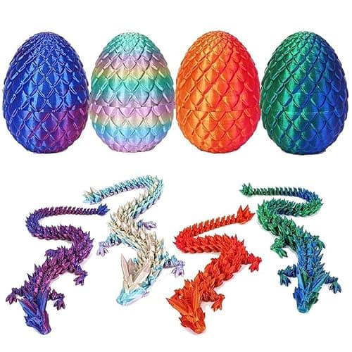 Kizcmvre 4PCS 3D Printed Dragon, 3D Dragon Eggs with Dragon Inside,3D Printed Dinosaur,5 inch 3D Printed Dragon with 2.75 inch Egg,Unique 3D Animal Figurine for Gift and Collectible. - Image 1