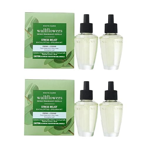 Bath & Body Works Wallflowers Refills, Eucalyptus Spearmint Scent, 4 Pack | Plug-In Air Freshener Refills in Eucalyptus Spearmint for Bedrooms, Bathrooms, and Living Spaces at Home - Image 1