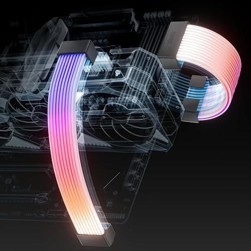 AsiaHorse AURORA-CO ARGB PSU Cable Cover Kit Black, RGB LED Light Strip Sleeve for Motherboard 24Pin and GPU 8Pin/12+4Pin Power Cables, 5V 3Pin ARGB Sync, PC Cable Management Lighting Vest - Image 1