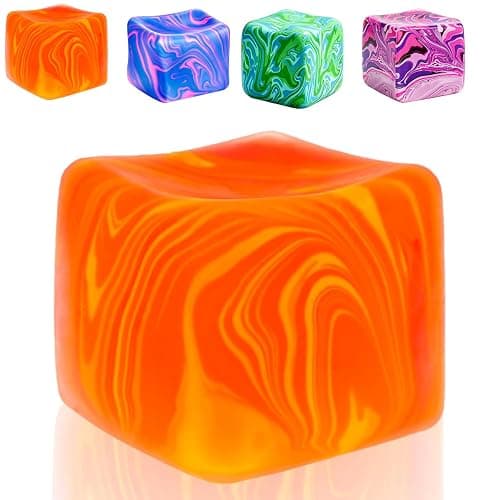 Squishies Stress Cube Toys, Adults Squishies Anxiety Relief Ball, Slow Rising Sensory Toys, Novel Design Cool Colorful Cubes, Suitable for Adult use in Offices and Homes (Orange) - Image 1