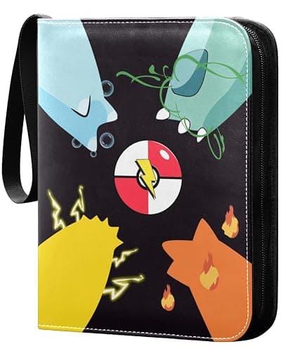 Card Binder, 4 Pocket Trading Card Holder with 50 Removable Sleeves, Zipper Card Binder Fits 400 Cards, Collection Card Storage Case Album Book Gifts - Image 1