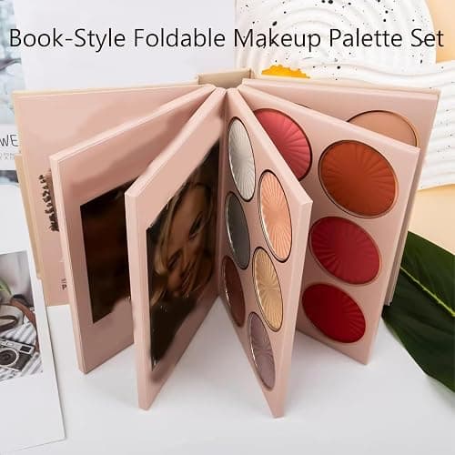 5 Layer Makeup Book Palette, 24-Color Eyeshadow Palette - 5-Layer Book-Style Foldable Makeup Palette Set with 67 Pro Shades, Long Lasting High Pigment Eye Shadow & Highlighter & Blush for Women - Image 1