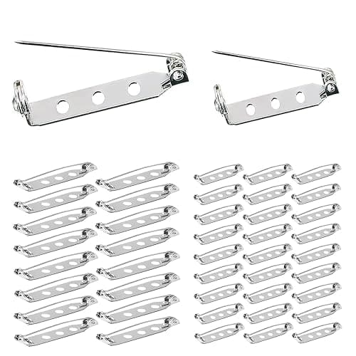 BEADNOVA Bar Pin Back 160pcs Brooch Pin Back Clasp Pinbacking Brooch Pinback for Crafts Badge Name Tag DIY Jewelry Making and Craft (Mix Size, 160 Pcs, Silver Color) - Image 1