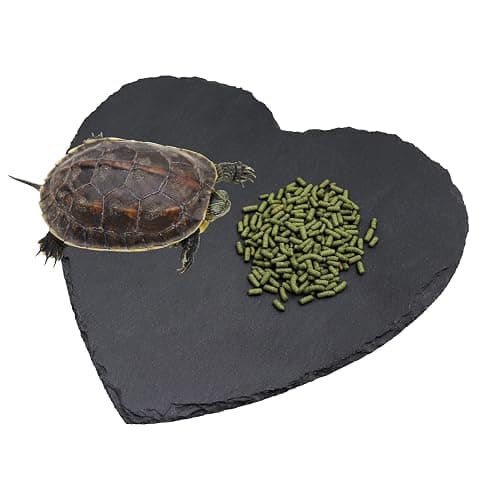 Turtle Tank Accessories, Heart-Shaped Slate Tile for Reptiles, Natural Rock Platform for Feeding & Basking, Aquarium Decor for Bearded Dragon, Tortoise, Gecko, Snake, Chameleon - Image 1