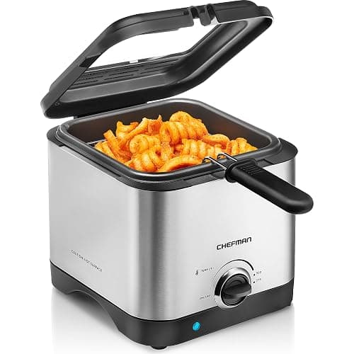 Chefman Fry Guy, The Most Compact & Convenient To Deep Fry Comfort Food, Restaurant-Style Basket With A 1.6-Quart Capacity, Easy-View Window & Adjustable Temp Control, Stainless - 1.5 Liter - Image 1