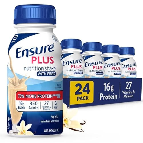 Ensure Plus Vanilla Nutrition Shake With Fiber | Meal Replacement Shake | Ready to Drink | 16g Protein and 27 Vitamins and Minerals | 8 fl oz - 24 Pack - Image 1