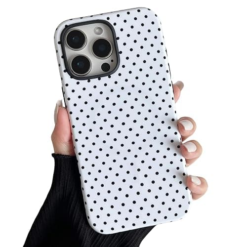 ZTOFERA Magnetic Case for iPhone 14 Pro Max, Polka Dot Phone Case Cute for Girl Women, Compatible with Magsafe, Hard PC+Soft TPU Protective Phone Cover for iPhone 14 Pro Max-White - Image 1