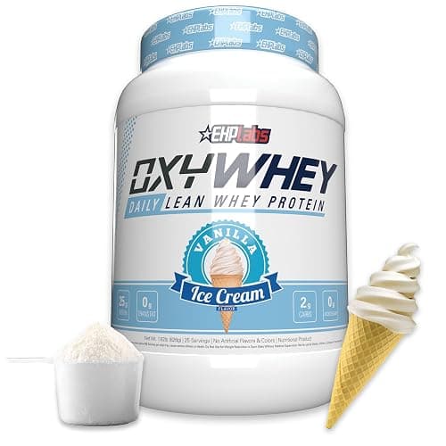 EHP Labs OxyWhey Whey Protein Isolate – 25g High Protein, Low Carb, Sugar Free Meal Replacement – Lean Whey Powder for Muscle Recovery – Non-GMO, Gluten Free – 25 Serves – Vanilla Ice Cream - Image 1
