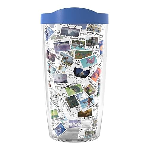 Tervis Disney 100 Stamp Made in USA Double Walled Insulated Tumbler Travel Cup Keeps Drinks Cold & Hot, 16oz, Classic - Image 1