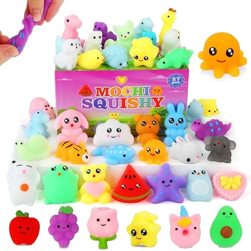 Mochi Squishy Toys, 27pcs Mini Kawaii Squishies Party Favors for Kids 4-8 8-12 Boys Girls Birthday Gifts Fidget Sensory Treasure Box Toys for Classroom Prizes Pinata Goodie Bags Xmas Stocking Stuffers - Image 1