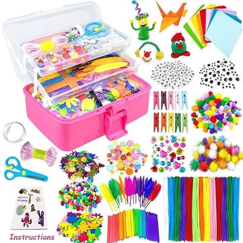 3000Pcs Arts and Crafts Supplies for Kids DIY Craft Kits Art Supplies Materials Kids Crafts Set with Pipe Cleaners Craft Box Preschool Homeschool Toys Gift for Kids Boys and Girls Age 4 5 6 7 8 - Image 1