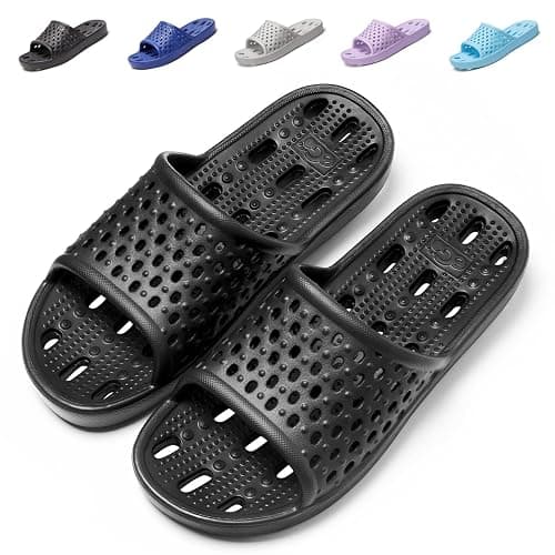 Mens Shower Shoes With Holes Dry Quickly Bath Slippers Womens Non Slip Indoor Home Bedroom Pool Spa Guest College Dorm - Image 1