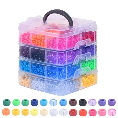 Simetufy 4200Pcs Pony Beads, 24 Colors Kandi Beads Bulk for Bracelets Making Hair Braiding Kandi Friendship Bracelet Craft DIY Jewelry Making Chirstmas Gifts (Boxed) - Image 1