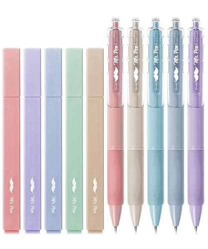 Mr. Pen- Aesthetic Highlighters and Gel Pens, 10 Pack, Pastel Colors No Bleed Bible Highlighters, Black Ink Gel Pens - Image 1