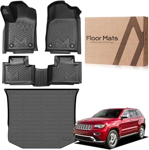 TPE Automotive Floor Mats & Cargo Liner Custom for 2016-2021 Jeep Grand Cherokee & 2022 WK (Not for L), All Weather Cover Protection Waterproof Black Floor Liner Front & Rear Row Full Set Car Mats - Image 1