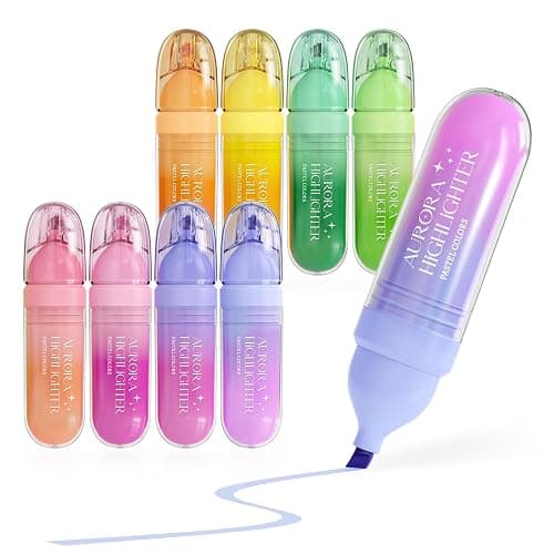 Four Candies 8 Pcs Highlighters Assorted Colors, Cute Pastel Highlighter Set, Dry Quickly, Soft Chisel Tip, Bible Highlighter for No Bleed, Back to School Supplies,Aesthetic Highlighters for Office - Image 1