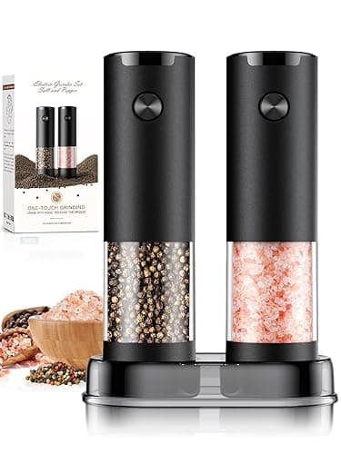 Electric Salt and Pepper Grinder Set Automatic Battery Pepper Mill Shakers Adjustable Coarseness Upgraded Larger Capacity with Led Home and Kitchen Appliances Birthday Gifts for Women Men - Image 1