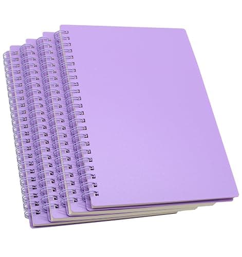 Yansanido Spiral Notebook, 4 Pcs 8.3 Inch x 5.9 Inch A5 Purple Thick Plastic Hardcover 8mm Ruled 80 Sheets -160 Pages Journals for Study and Notes (Purple, A5) - Image 1