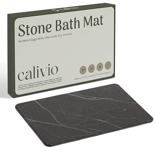 Calivio Quick Dry Shower Stone Bath Mat, Super Absorbent & Non-Slip 24 x 16 Inch Diatomaceous Earth Mat, Durable & Easy to Clean Diatomite Bath Mat for Bathroom Floor/Kitchen (Dark Gray) - Image 1