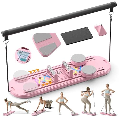 Canlanmu Pilates Board,Multifunctional Rebound Abdominal Board,Foldable Pilates Reformer Set,Ab Core Trainer Machine,Ab Board,Exercise Board,Abs Workout Equipment for Women Men Home Gym Equipment,Pink - Image 1
