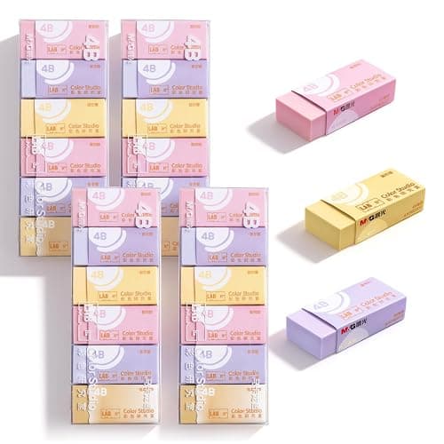 M&G 24 Pcs Pencil Erasers, Assort Color Rectangular Writing Erasers for School Office, Art Erasers for Drawing (Macarons) - Image 1